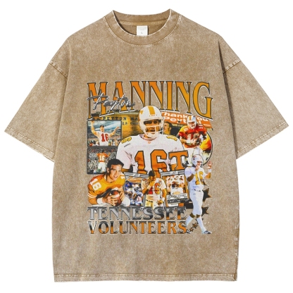 Vintage Style Unisex-Adult Oversized Washed Cotton T-Shirt Graphic PEYTON MANNING - TENNESSEE TEE
