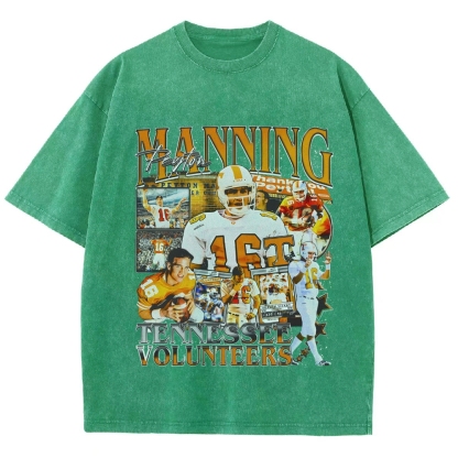 Vintage Style Unisex-Adult Oversized Washed Cotton T-Shirt Graphic PEYTON MANNING - TENNESSEE TEE
