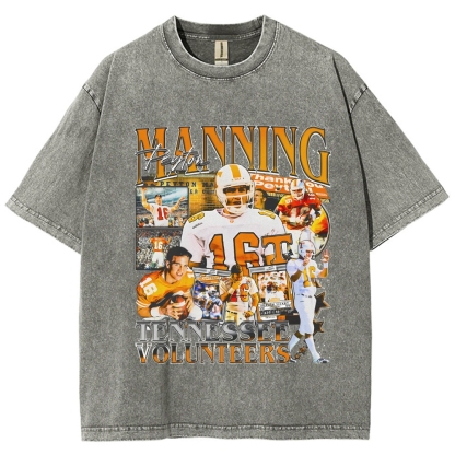Vintage Style Unisex-Adult Oversized Washed Cotton T-Shirt Graphic PEYTON MANNING - TENNESSEE TEE