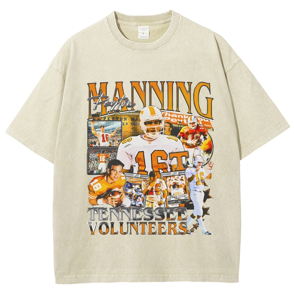 Vintage Style Unisex-Adult Oversized Washed Cotton T-Shirt Graphic PEY