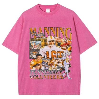 Vintage Style Unisex-Adult Oversized Washed Cotton T-Shirt Graphic PEYTON MANNING - TENNESSEE TEE