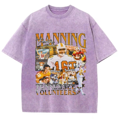 Vintage Style Unisex-Adult Oversized Washed Cotton T-Shirt Graphic PEYTON MANNING - TENNESSEE TEE