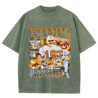 Vintage Style Unisex-Adult Oversized Washed Cotton T-Shirt Graphic PEYTON MANNING - TENNESSEE TEE