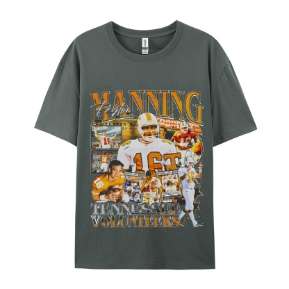 Classic Style Unisex-Adult Oversized Pure Cotton T-Shirt Graphic PEYTON MANNING - TENNESSEE TEE