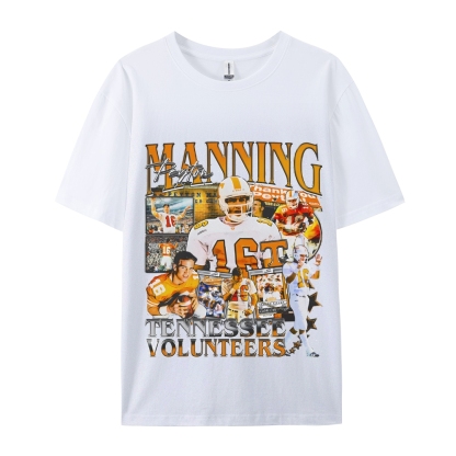 Classic Style Unisex-Adult Oversized Pure Cotton T-Shirt Graphic PEYTON MANNING - TENNESSEE TEE