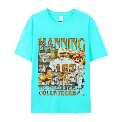 Classic Style Unisex-Adult Oversized Pure Cotton T-Shirt Graphic PEYTON MANNING - TENNESSEE TEE