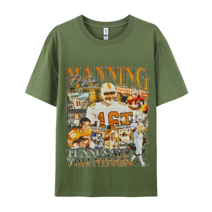 Classic Style Unisex-Adult Oversized Pure Cotton T-Shirt Graphic PEYTON MANNING - TENNESSEE TEE