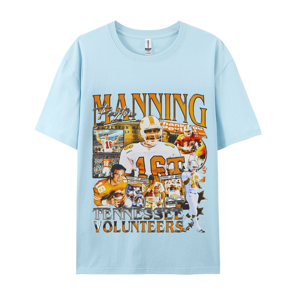 Classic Style Unisex-Adult Oversized Pure Cotton T-Shirt Graphic PEYTON MANNING - TENNESSEE TEE