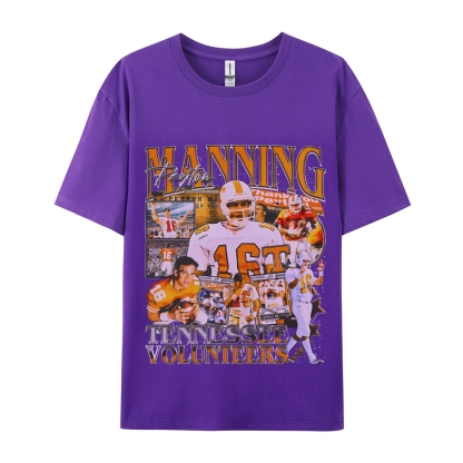 Classic Style Unisex-Adult Oversized Pure Cotton T-Shirt Graphic PEYTON MANNING - TENNESSEE TEE