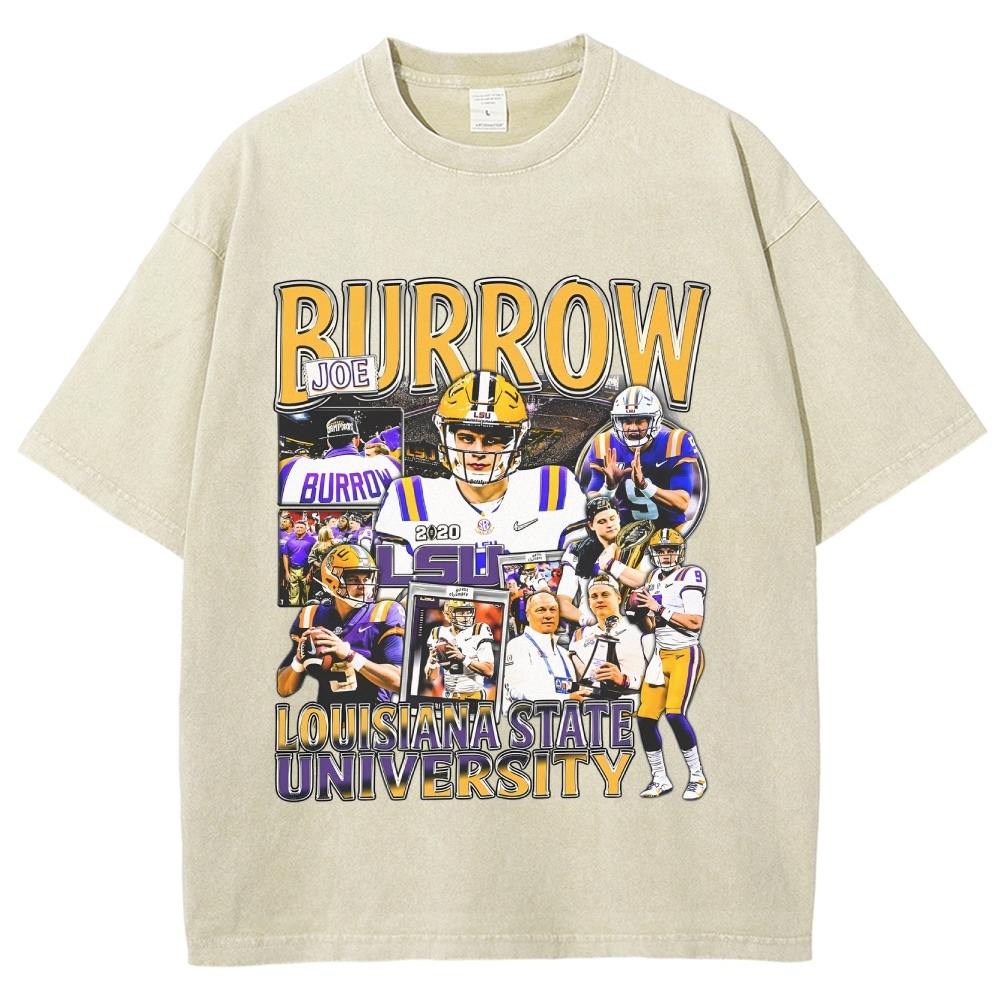 Unisex-Adult Ultra Cotton Washed T-Shirt Graphic  OE BURROW - LSU TEE