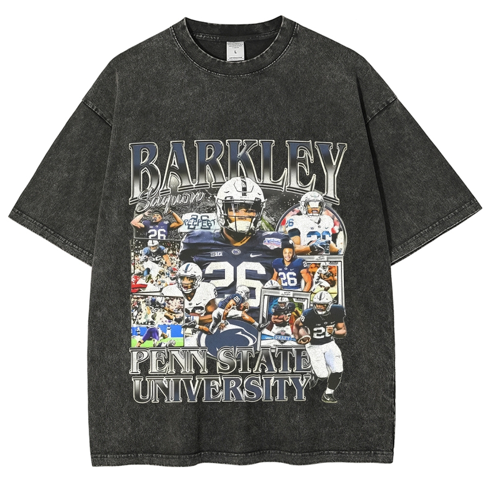 Unisex-Adult Ultra Cotton Washed T-Shirt Graphic  SAQUON BARKLEY - PENN STATE TEE
