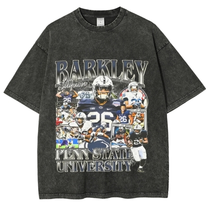 Unisex-Adult Ultra Cotton Washed T-Shirt Graphic  SAQUON BARKLEY - PENN STATE TEE