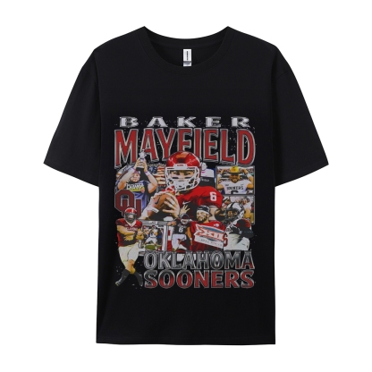 Unisex-Adult Ultra Cotton Washed T-Shirt Graphic BAKER MAYFIELD - OKLAHOMA TEE