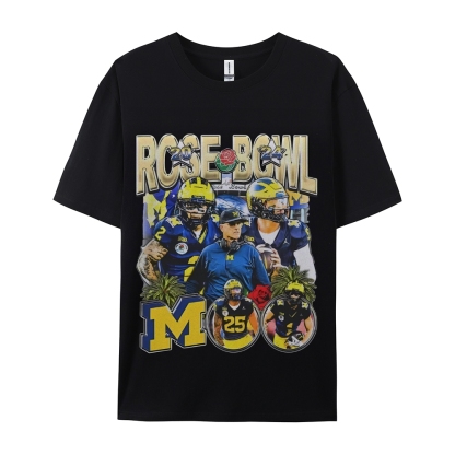 Unisex-Adult Ultra Cotton Washed T-Shirt Graphic MICHIGAN - ROSE BOWL TEE