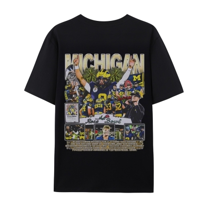 Unisex-Adult Ultra Cotton Washed T-Shirt Graphic MICHIGAN - ROSE BOWL TEE