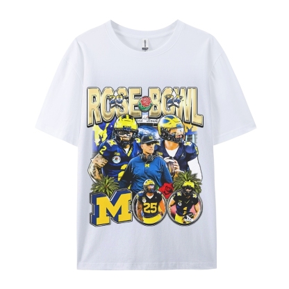 Unisex-Adult Ultra Cotton Washed T-Shirt Graphic MICHIGAN - ROSE BOWL TEE