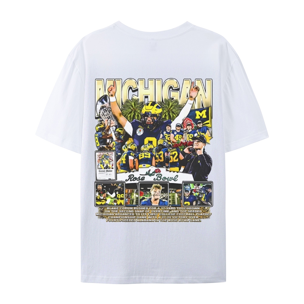Unisex-Adult Ultra Cotton Washed T-Shirt Graphic MICHIGAN - ROSE BOWL TEE