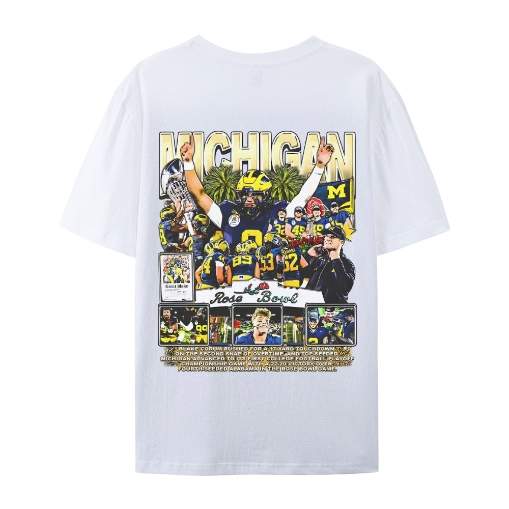 Unisex-Adult Ultra Cotton Washed T-Shirt Graphic MICHIGAN - ROSE BOWL TEE