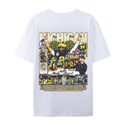 Unisex-Adult Ultra Cotton Washed T-Shirt Graphic MICHIGAN - ROSE BOWL TEE