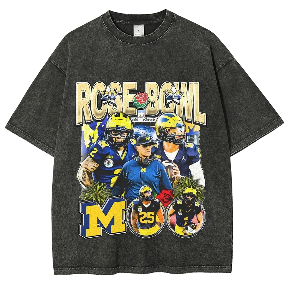 Unisex-Adult Ultra Cotton Washed T-Shirt Graphic MICHIGAN - ROSE BOWL TEE