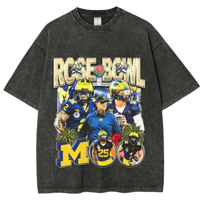 Unisex-Adult Ultra Cotton Washed T-Shirt Graphic MICHIGAN - ROSE BOWL TEE