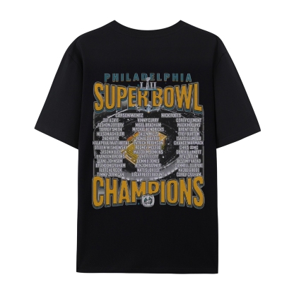 Classic Style Unisex-Adult Oversized Pure Cotton T-Shirt Graphic SUPER BOWL LII CHAMPS - EAGLES TEE