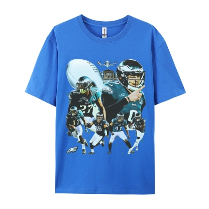 Classic Style Unisex-Adult Oversized Pure Cotton T-Shirt Graphic SUPER BOWL LII CHAMPS - EAGLES TEE