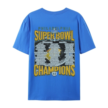 Classic Style Unisex-Adult Oversized Pure Cotton T-Shirt Graphic SUPER BOWL LII CHAMPS - EAGLES TEE
