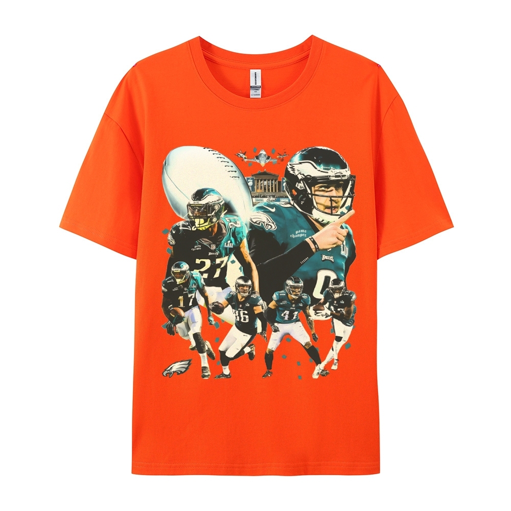 Classic Style Unisex-Adult Oversized Pure Cotton T-Shirt Graphic SUPER BOWL LII CHAMPS - EAGLES TEE
