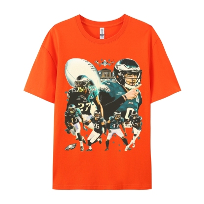 Classic Style Unisex-Adult Oversized Pure Cotton T-Shirt Graphic SUPER BOWL LII CHAMPS - EAGLES TEE