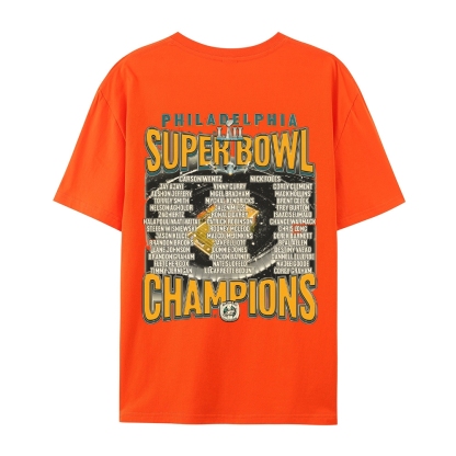 Classic Style Unisex-Adult Oversized Pure Cotton T-Shirt Graphic SUPER BOWL LII CHAMPS - EAGLES TEE