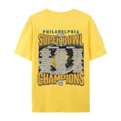 Classic Style Unisex-Adult Oversized Pure Cotton T-Shirt Graphic SUPER BOWL LII CHAMPS - EAGLES TEE