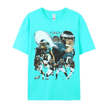 Classic Style Unisex-Adult Oversized Pure Cotton T-Shirt Graphic SUPER BOWL LII CHAMPS - EAGLES TEE