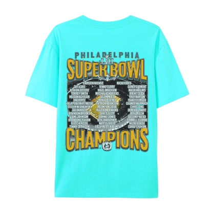 Classic Style Unisex-Adult Oversized Pure Cotton T-Shirt Graphic SUPER BOWL LII CHAMPS - EAGLES TEE