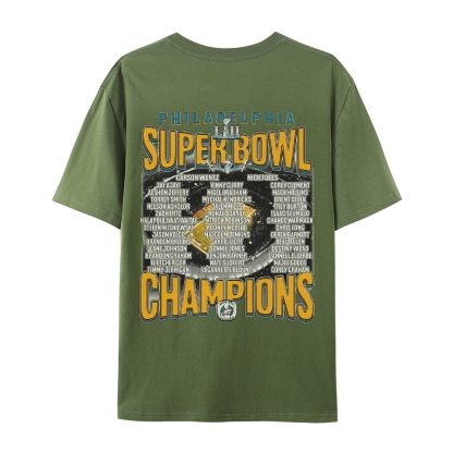 Classic Style Unisex-Adult Oversized Pure Cotton T-Shirt Graphic SUPER BOWL LII CHAMPS - EAGLES TEE