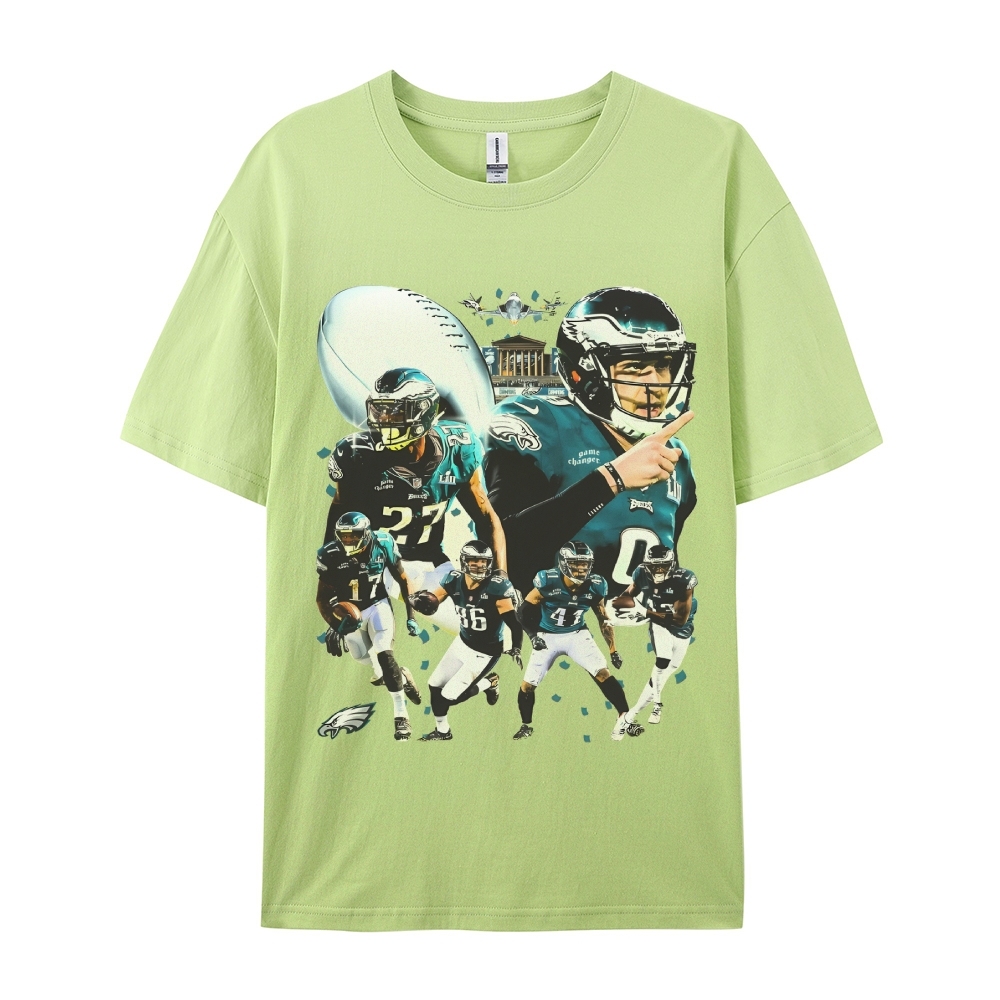 Classic Style Unisex-Adult Oversized Pure Cotton T-Shirt Graphic SUPER BOWL LII CHAMPS - EAGLES TEE
