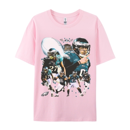 Classic Style Unisex-Adult Oversized Pure Cotton T-Shirt Graphic SUPER BOWL LII CHAMPS - EAGLES TEE