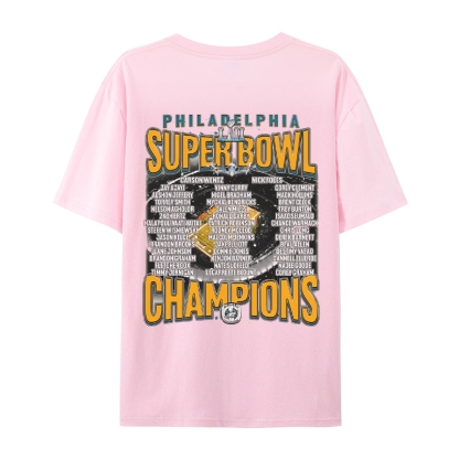 Classic Style Unisex-Adult Oversized Pure Cotton T-Shirt Graphic SUPER BOWL LII CHAMPS - EAGLES TEE
