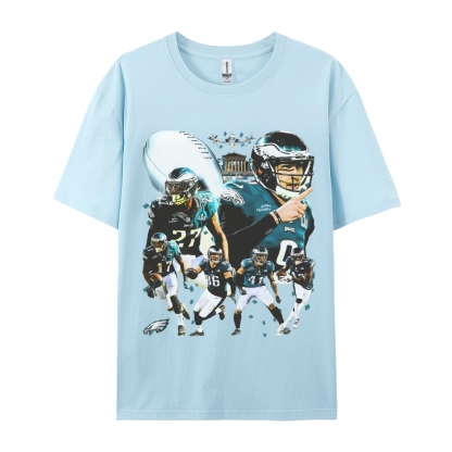 Classic Style Unisex-Adult Oversized Pure Cotton T-Shirt Graphic SUPER BOWL LII CHAMPS - EAGLES TEE