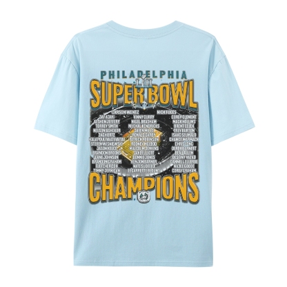 Classic Style Unisex-Adult Oversized Pure Cotton T-Shirt Graphic SUPER BOWL LII CHAMPS - EAGLES TEE