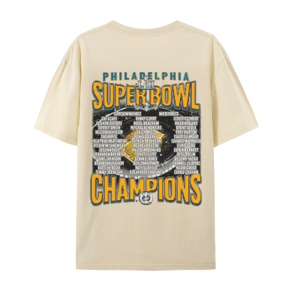 Classic Style Unisex-Adult Oversized Pure Cotton T-Shirt Graphic SUPER BOWL LII CHAMPS - EAGLES TEE