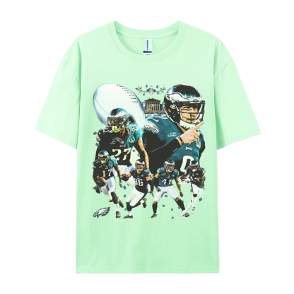 Classic Style Unisex-Adult Oversized Pure Cotton T-Shirt Graphic SUPER BOWL LII CHAMPS - EAGLES TEE