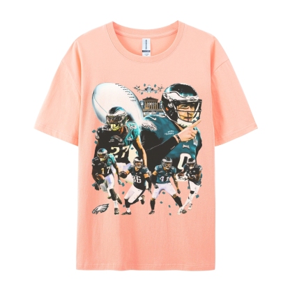 Classic Style Unisex-Adult Oversized Pure Cotton T-Shirt Graphic SUPER BOWL LII CHAMPS - EAGLES TEE
