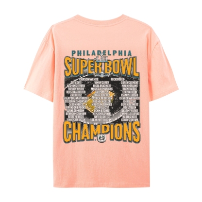 Classic Style Unisex-Adult Oversized Pure Cotton T-Shirt Graphic SUPER BOWL LII CHAMPS - EAGLES TEE