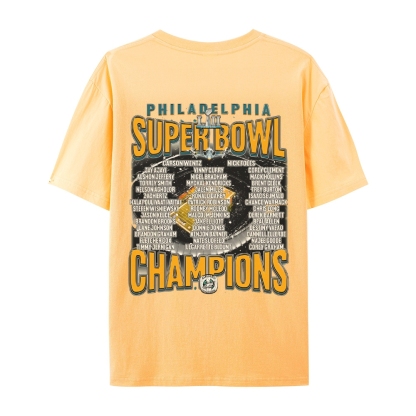 Classic Style Unisex-Adult Oversized Pure Cotton T-Shirt Graphic SUPER BOWL LII CHAMPS - EAGLES TEE