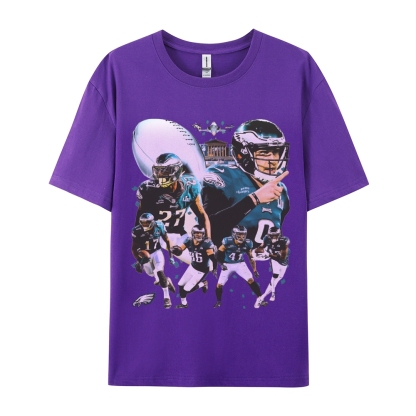 Classic Style Unisex-Adult Oversized Pure Cotton T-Shirt Graphic SUPER BOWL LII CHAMPS - EAGLES TEE