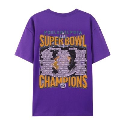 Classic Style Unisex-Adult Oversized Pure Cotton T-Shirt Graphic SUPER BOWL LII CHAMPS - EAGLES TEE