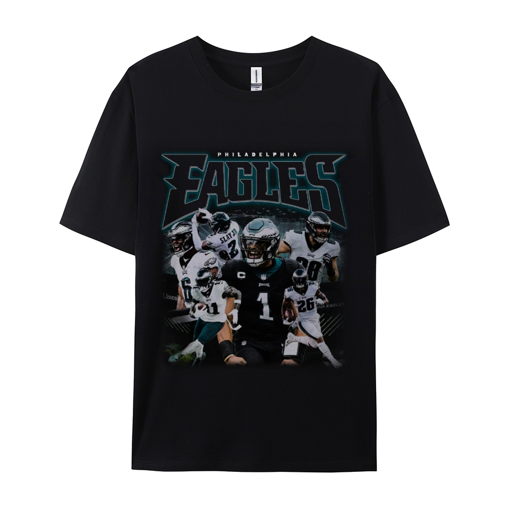 Classic Style Unisex-Adult Oversized Pure Cotton T-Shirt Graphic EAGLES TEE