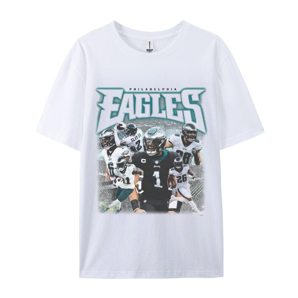 Classic Style Unisex-Adult Oversized Pure Cotton T-Shirt Graphic EAGLES TEE