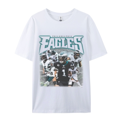 Classic Style Unisex-Adult Oversized Pure Cotton T-Shirt Graphic EAGLES TEE